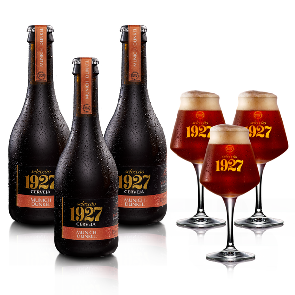 Imagem principal do produto: Pack Selecção 1927 Munich Dunkel - 3 Garrafas + 3 Copos
